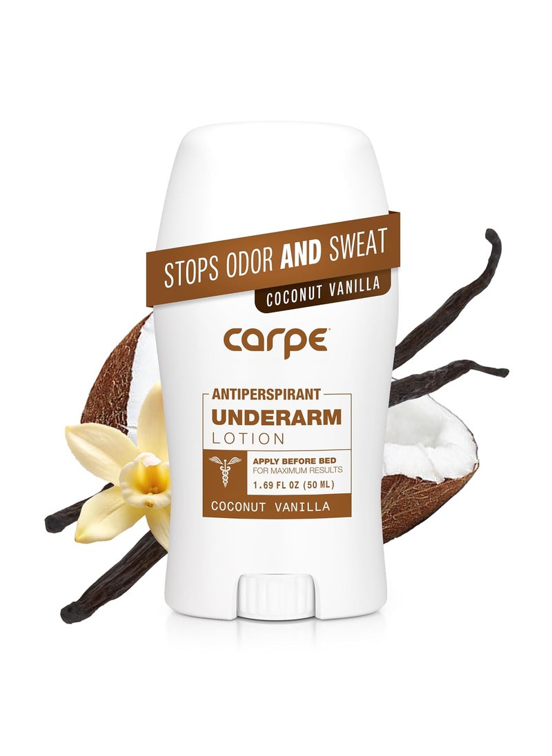 Carpe Underarm Antiperspirant Deodorant Advanced Sweat & Odor Protection Formula - Antiperspirant for Women & Men Helps to Combat Excessive Sweating with Odor Control - Coconut Vanilla
