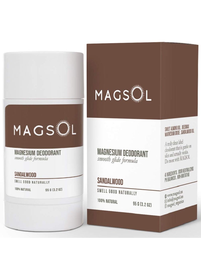 MAGSOL Aluminum Free Deodorant for Men - Natural Deodorant for Women with 4 Total Ingredients, No Baking Soda (Sandalwood)