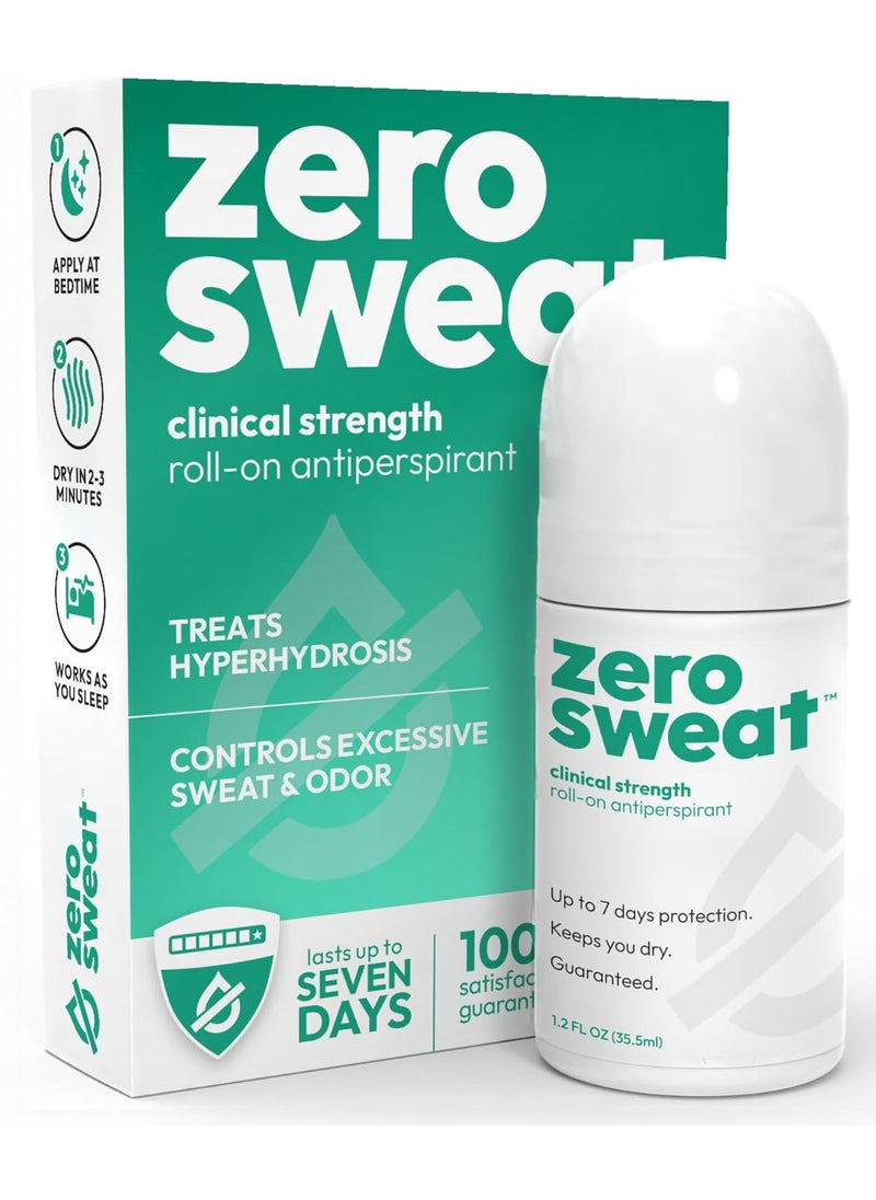 ZeroSweat Antiperspirant Deodorant | Clinical Strength Hyperhidrosis Treatment - Reduces Armpit Sweat 1.2 Fl.Oz (1 Pack)
