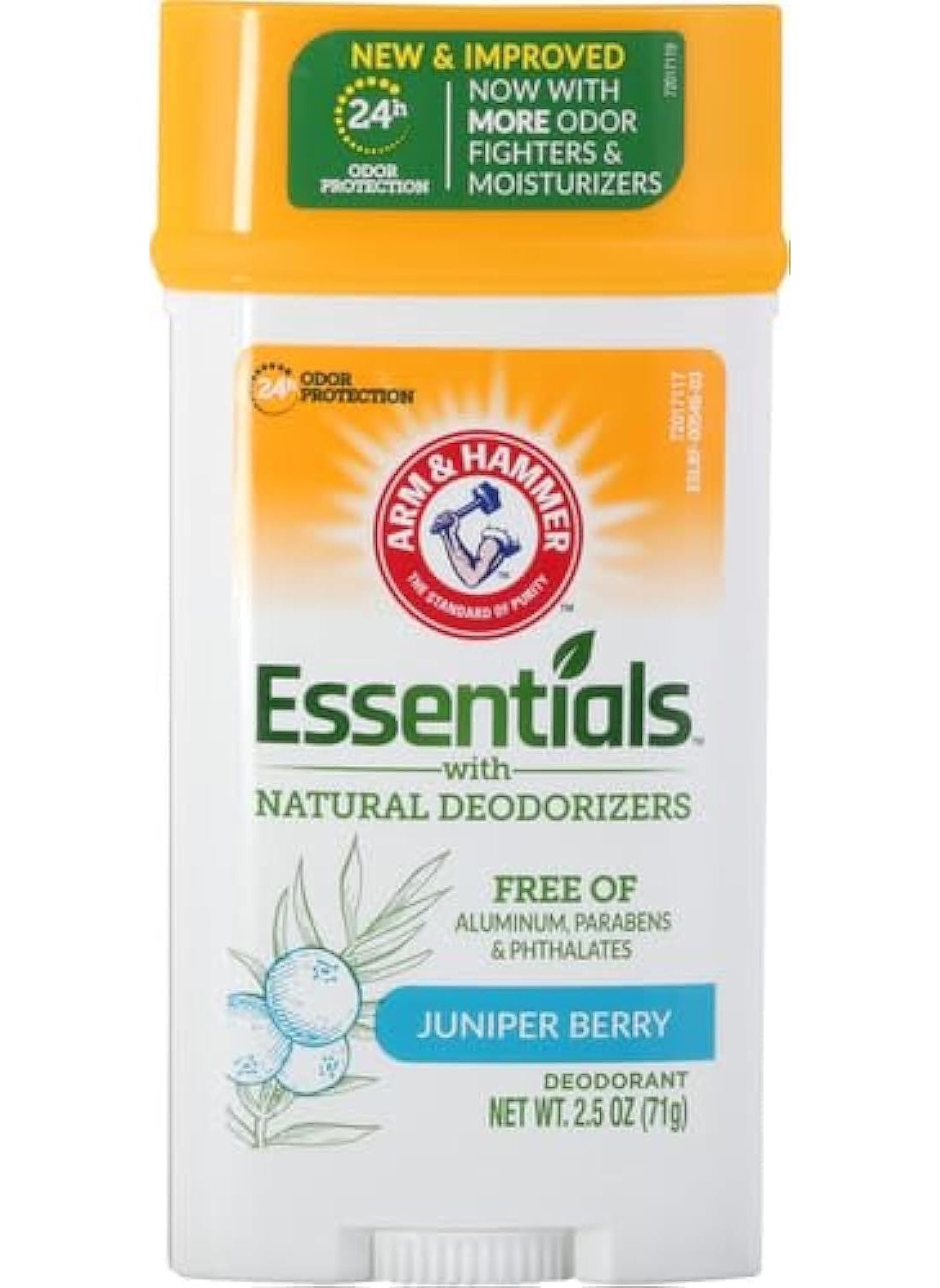 ARM & HAMMER Essentials Solid Deodorant, Clean(Juniper Berry), Wide Stick, 2.5 oz. (Pack of 3)