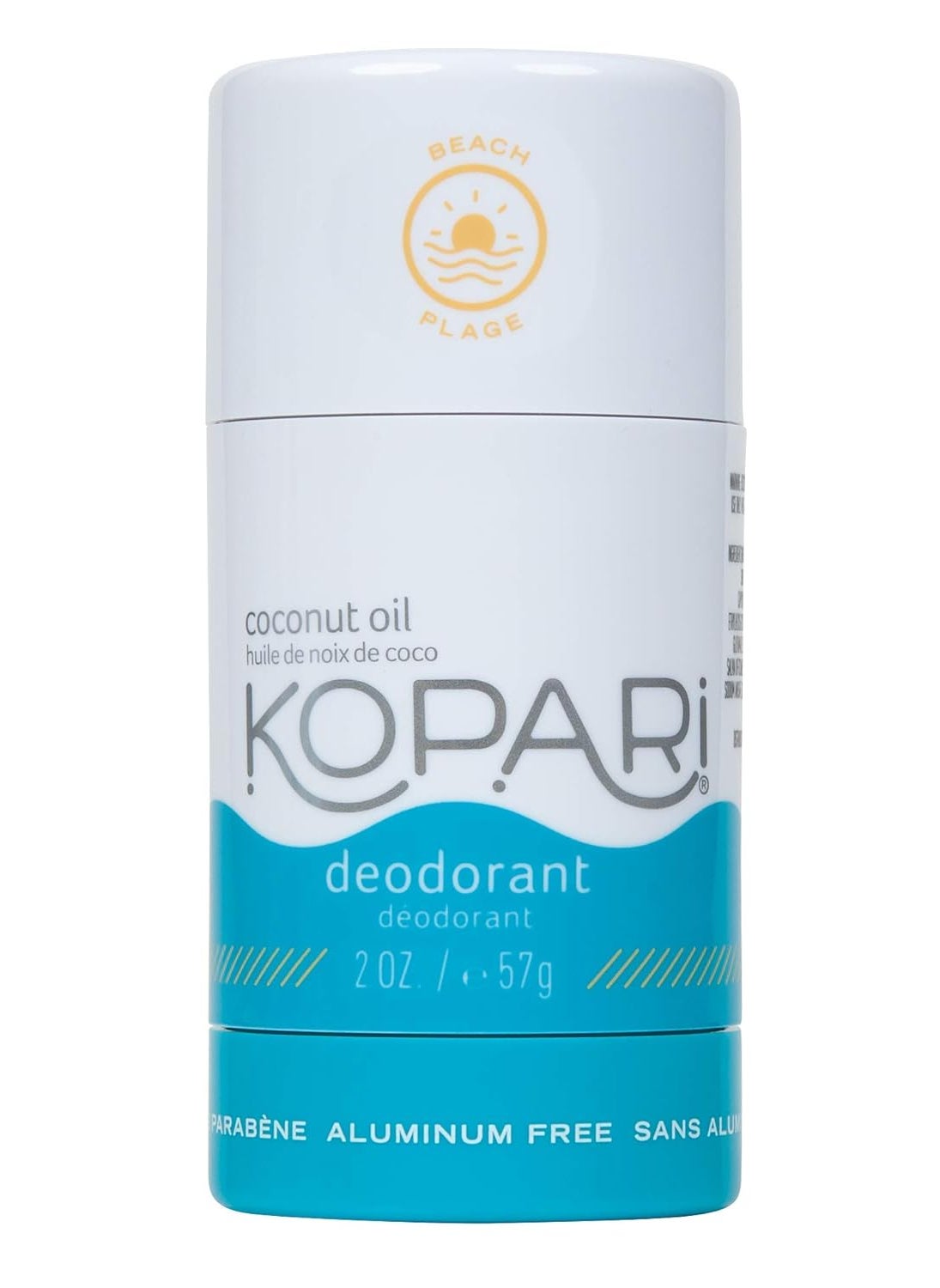 Kopari Aluminum Free Coconut Deodorant, Non Toxic & Clean Plant-Based, No Aluminum, Parabens or Baking Soda, Long Lasting Protection, Beach 2 oz