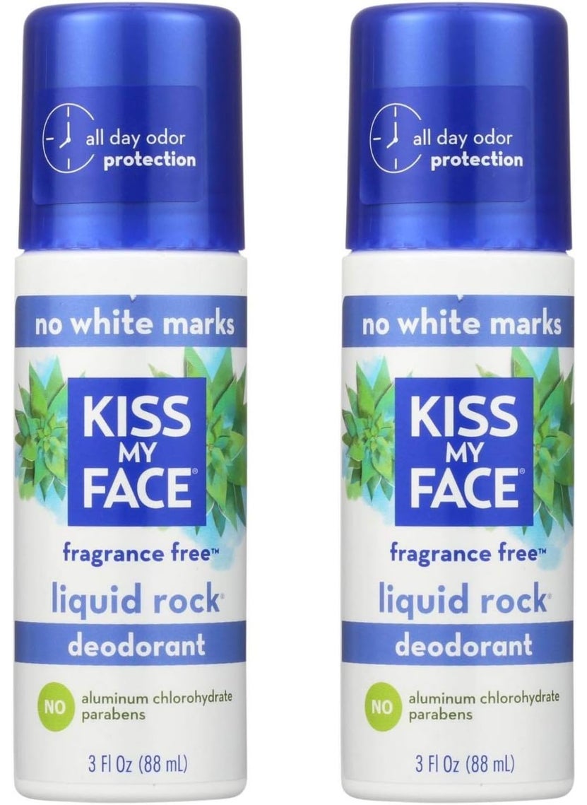 Kiss My Face Paraben Free Liquid Rock Roll-On Deodorant, Fragrance Free, 3 Fl Oz (Pack of 2)