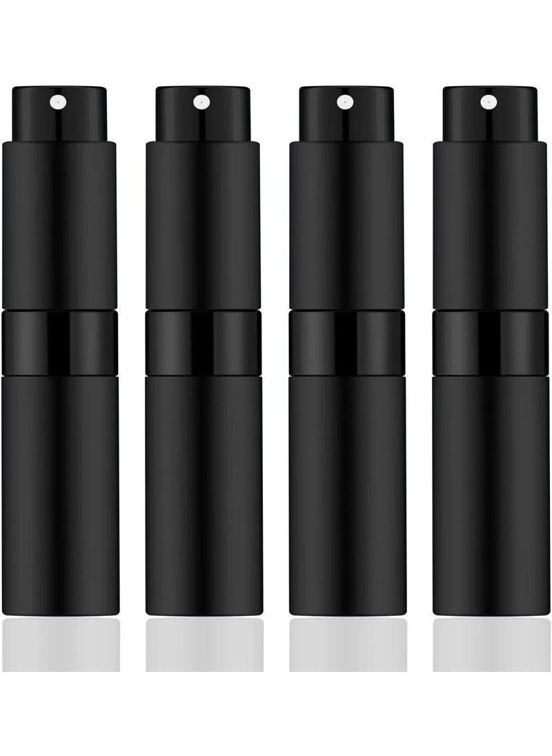 KOIBITO 4PCS/8ML Portable Refillable Mini Perfume Atomizer Bottles, Empty Cologne Spray Bottle, Pocket Travel Perfume Bottles Include Refill Tools (Matte Black)