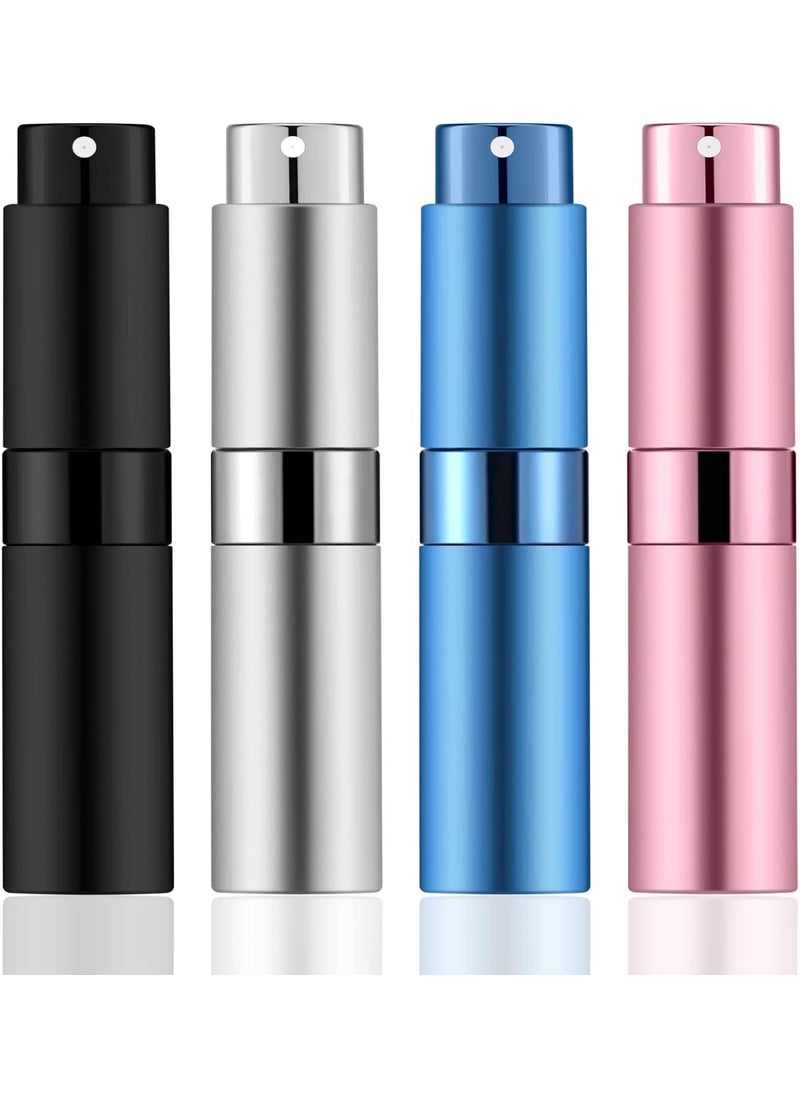 KOIBITO 7PCS/8ML Portable Refillable Mini Perfume Atomizer Bottles, Empty Cologne Spray Bottle, Pocket Travel Perfume Bottles Include Refill Tools (Matte Black,Pink,Blue,Silver)