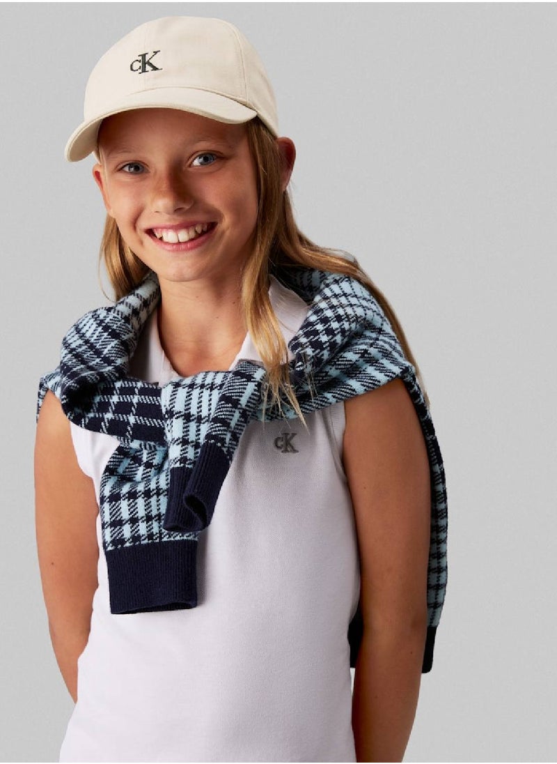 Kids'  Cotton Monogram Cap - Cotton, Grey