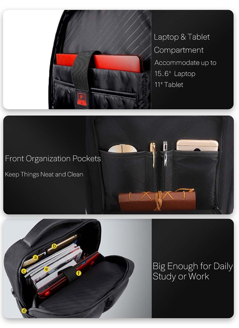 Classic Travel Laptop Backpack, Office School Backpack with Laptop and Tablet Compartment for Men, Black