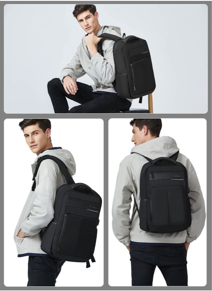 Classic Travel Laptop Backpack, Office School Backpack with Laptop and Tablet Compartment for Men, Black