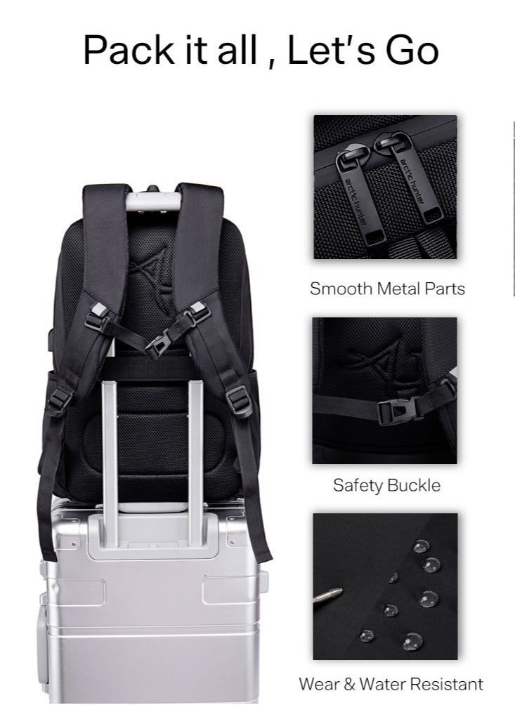 Classic Travel Laptop Backpack, Office School Backpack with Laptop and Tablet Compartment for Men, Black