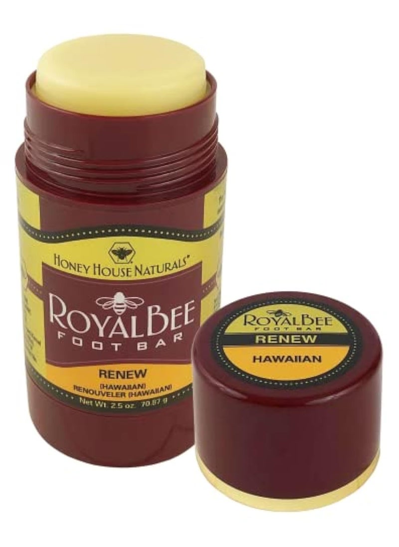 Honey House Naturals Royal Bee Foot Bar -Renew- 2.5 Ounce Twist Up Tube – All Natural Ultra Moisturizing – Essential Oil Infused – Made in USA
