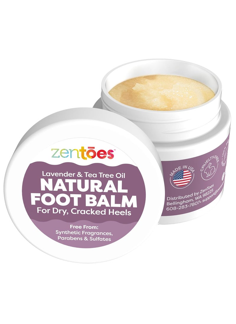 ZenToes Natural Foot Balm | Hydrating Cream for Dry, Cracked Heels & Feet | Enriched with Coconut, Tea Tree, Jojoba & Vitamin E Oils | Soothes & Softens Rough Skin | 2oz