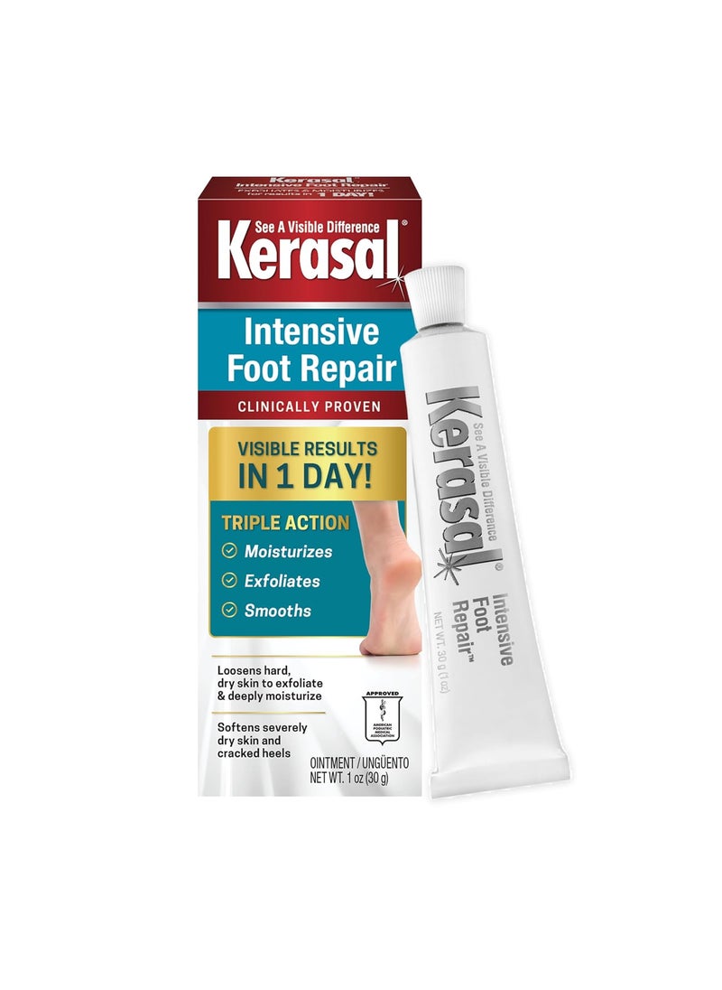 Kerasal Intensive Foot Repair, Skin Healing Ointment for Cracked Heels and Dry Feet, 1 Oz
