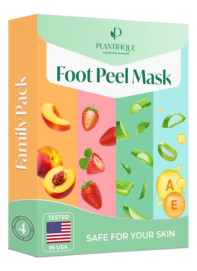 PLANTIFIQUE Foot Peeling Mask 4 Pack | Dermatologically Tested Repairs Heels & Removes Dry Dead Skin for Baby Soft Feet | Exfoliating Foot Peel Mask for Dry Cracked Feet