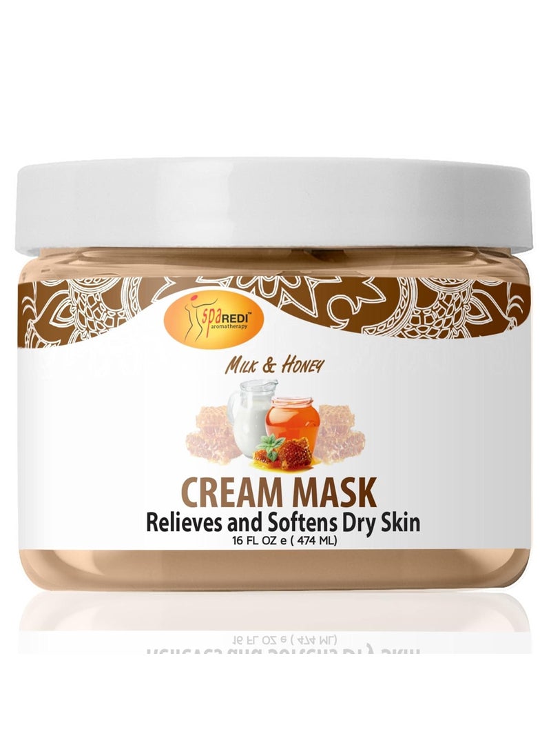 SPA REDI - Body and Foot Cream Mask, Milk and Honey, 16 Oz - Pedicure Massage for Tired Feet and Body, Hydrating, Fresh Skin - Infused with Hyaluronic Acid, Amino Acids, Panthenol, Comfrey Extract