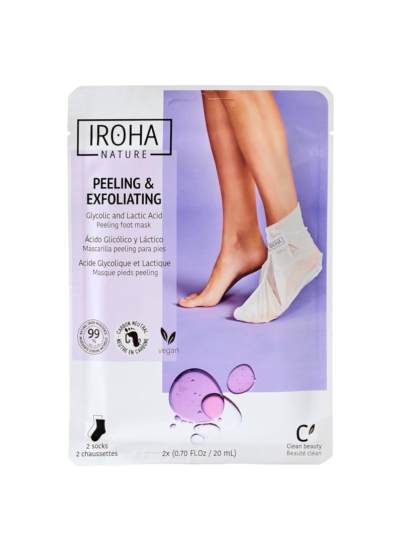 Exfoliating Foot Peel Mask with Lavender -1 Pair (One Use) - Intensive Treatment for Dry Skin & Calluses, Glycolic & Lactic Acid, Removes Dead Skin, Cracked Heel Repair, Vegan & Natural
