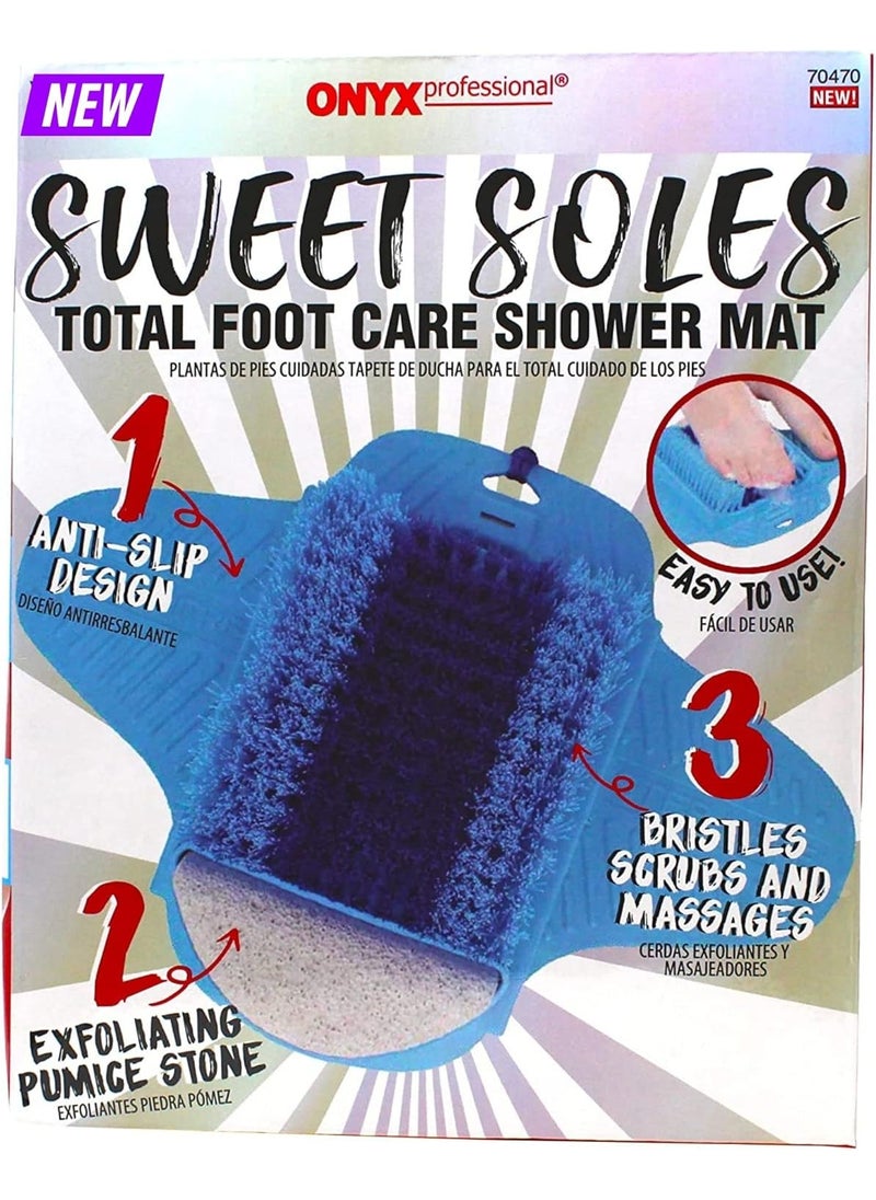 Pumice Stone Foot Scrubber Shower Mat - Anti-Slip Suction Cup Design for Foot Care – Dead Skin Remover, Foot Exfoliator, Callus Remover for Baby Soft Feet by Onyx Professional