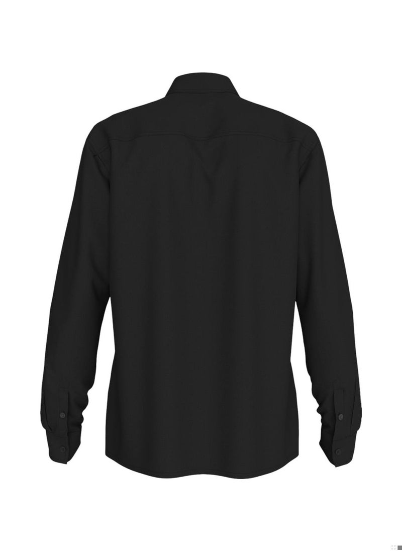 Men's Woven Label Shirt - Cotton, Black