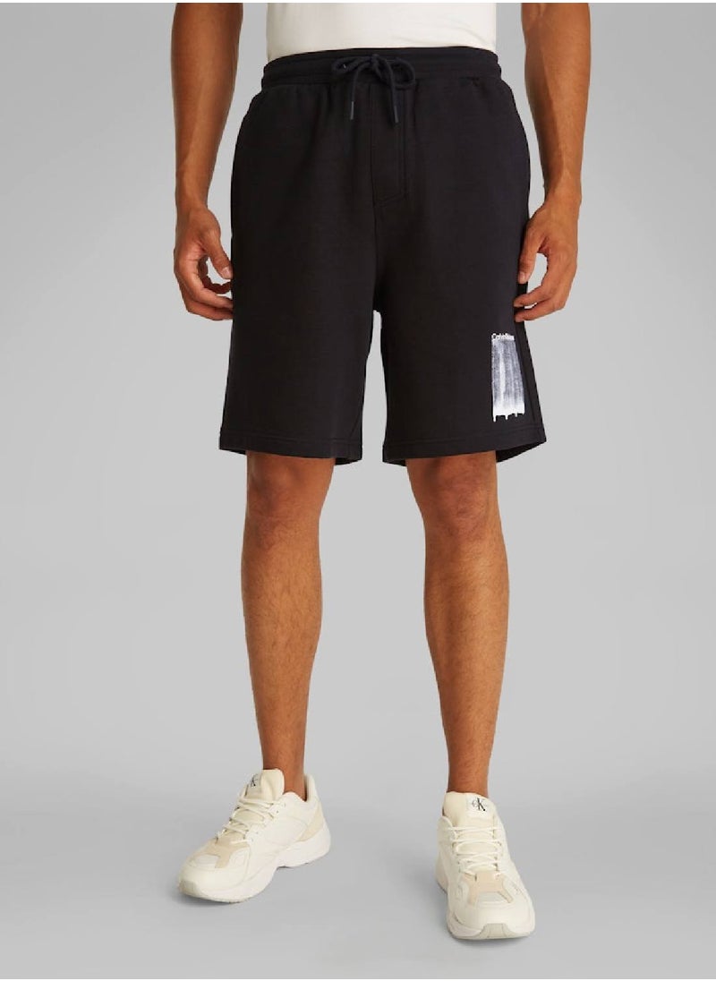 Men's Graphic Sweatshorts - Cotton, Black