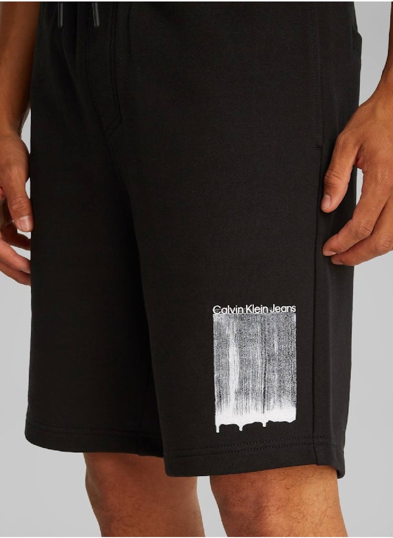 Men's Graphic Sweatshorts - Cotton, Black