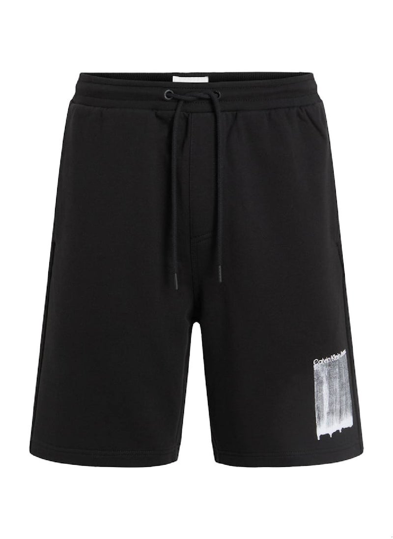 Men's Graphic Sweatshorts - Cotton, Black