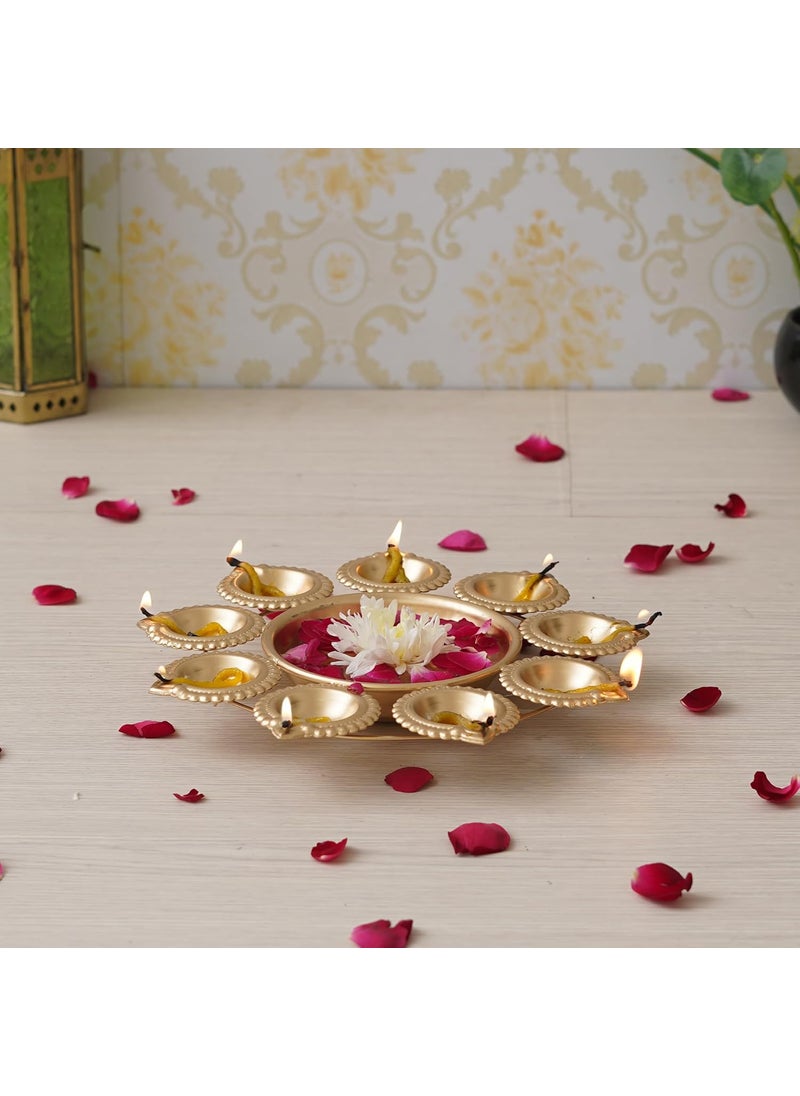 Webelkart Diya Shape Flower Decorative Urli Bowl for Home Decor Bowl for Floating Flowers and Tea Light Candles Home,Office and Table Decor| Diwali Decoration Items (Gold Polish)