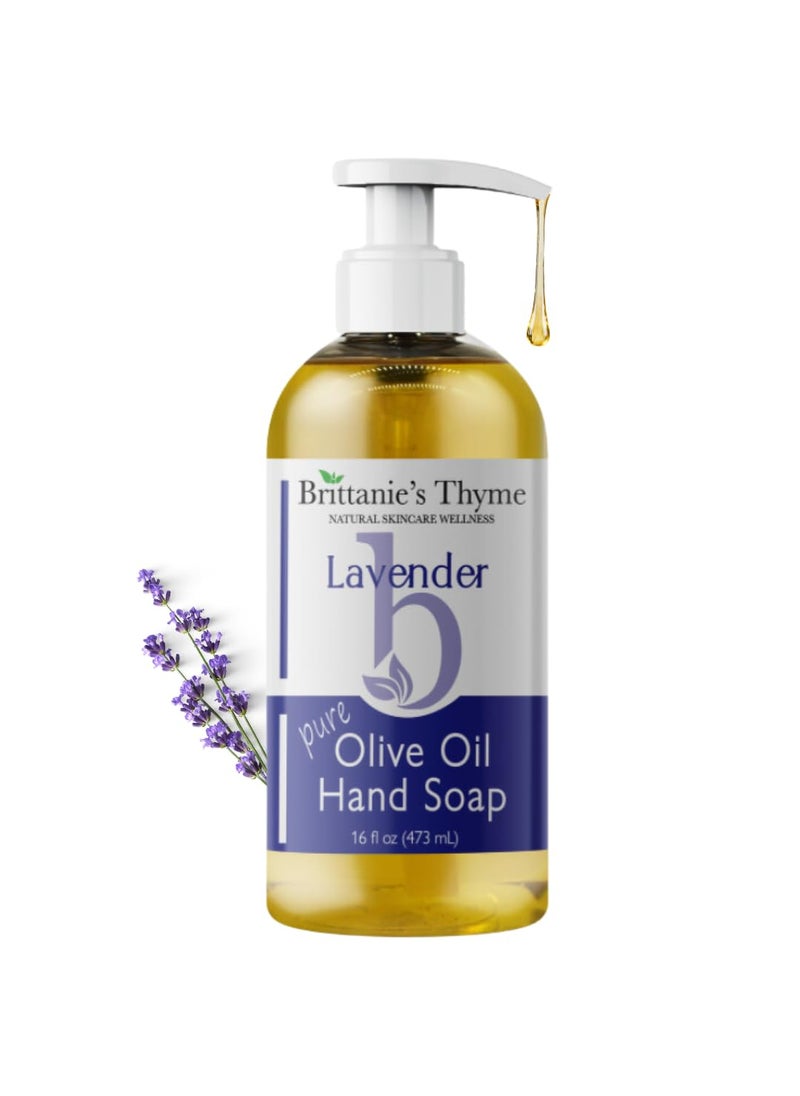 Brittanie's Thyme Organic Natural Hand Soap, 16 oz (Lavender) Moisturizing Castile Soap Made Olive Oil And Natural Luxurious Essential Oils. Vegan, Gluten & Cruelty Free,