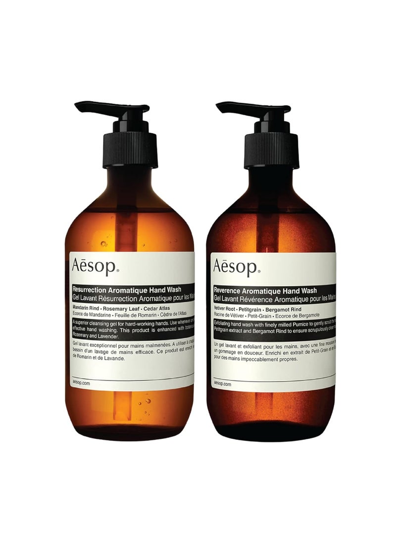 Aesop Reverence & Resurrection Aromatique Hand Wash Set | Gently Cleanses & Exfoliates for Smooth, Refreshed, and Supple Hands | 16.9 oz / 500mL