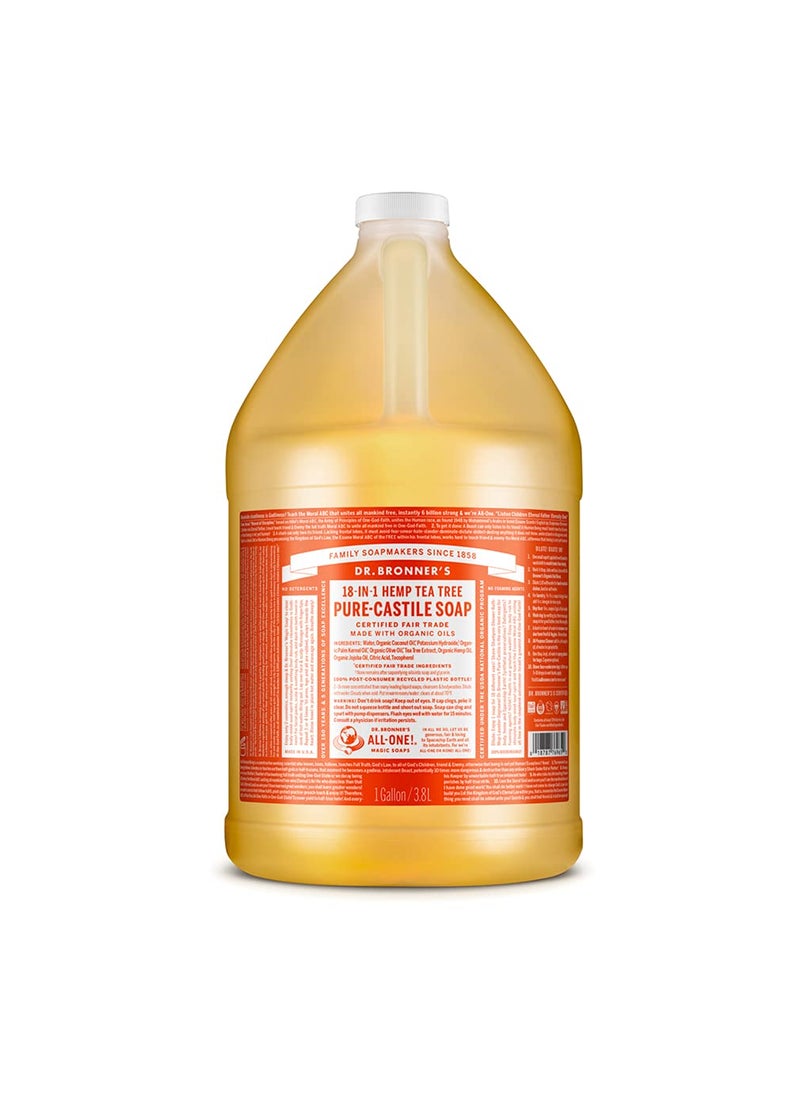 Dr. Bronner's - Pure-Castile Liquid Soap (Tea Tree, 1 Gallon) - Made with Organic Oils, 18-in-1 Uses: Acne-Prone Skin, Dandruff, Laundry, Pets and Dishes, Concentrated, Vegan, Non-GMO