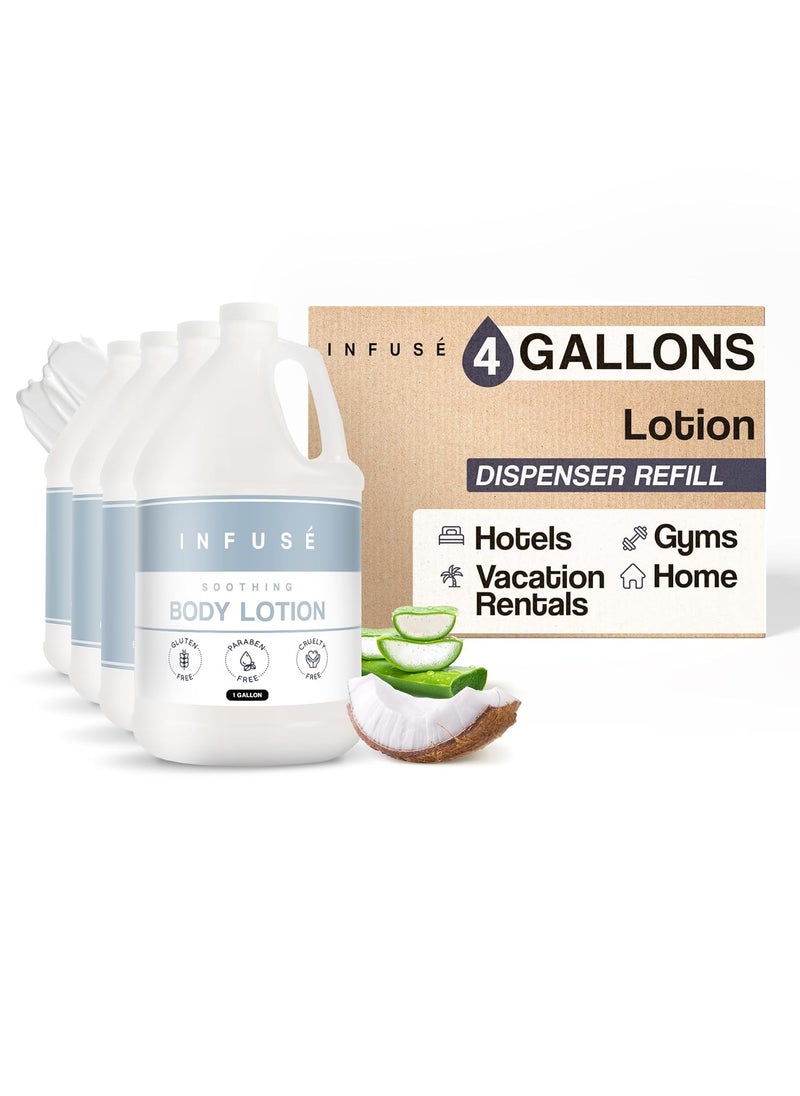 Terra Pure Infuse Hotel Lotion | 1 Gallon | Designed to Refill Soap Dispensers (Set of 4 Gallons)
