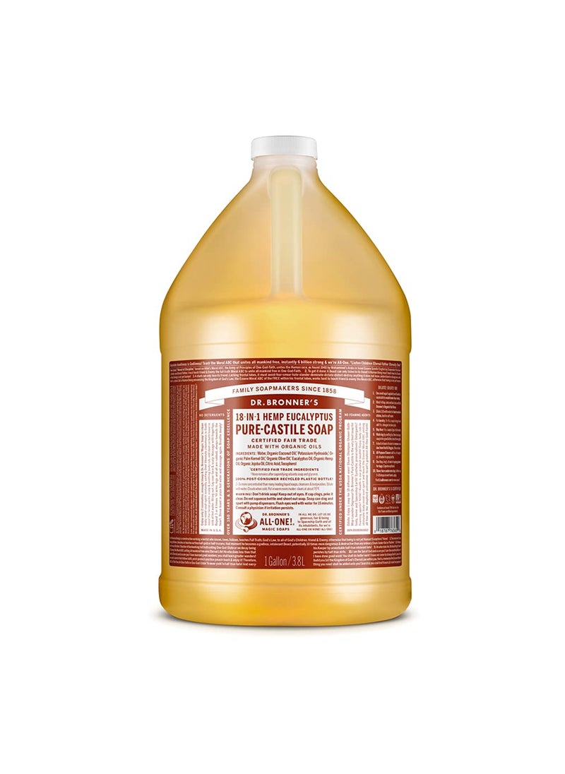 Dr Bronners  PureCastile Liquid Soap Eucalyptus 1 Gallon  Made with Organic Oils 18in1 Uses Face Body Hair Laundry Pets and Dishes Concentrated Vegan NonGMO