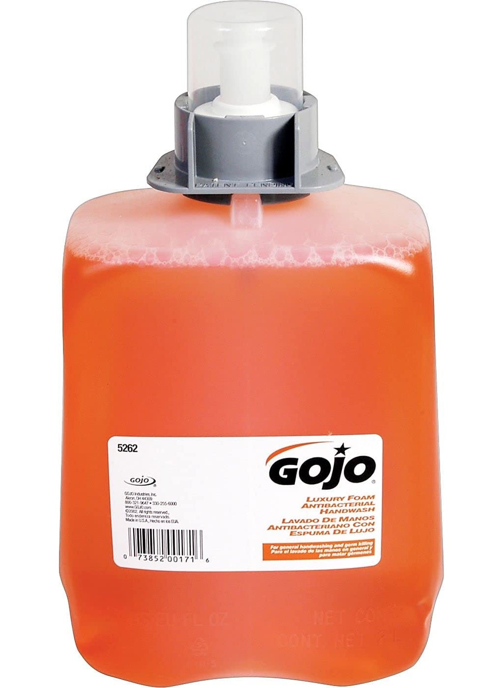 GOJO 5262-02 2000 mL Luxury Foam Antibacterial Handwash, FMX-20 Refill (Case of 2)