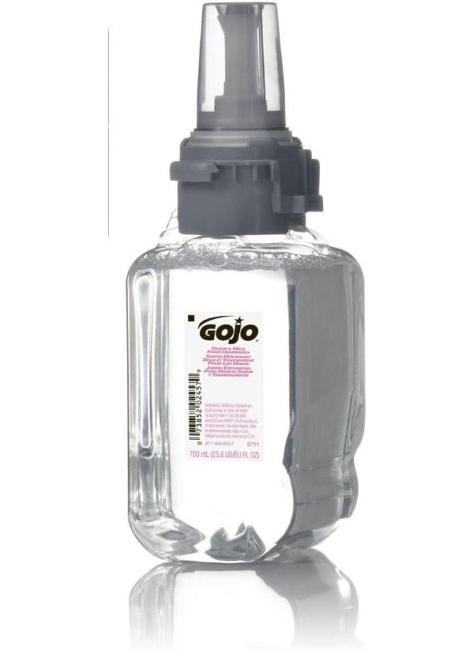 GOJO 871104 Clear & Mild Foam Handwash Refill Fragrance-Free 700 mL Clear 4/Carton