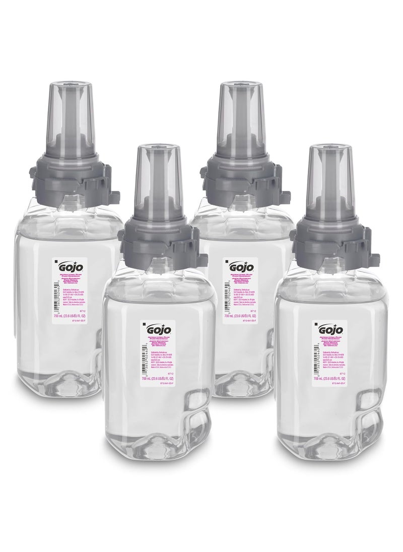 GOJO Antibacterial Foam Handwash, Plum Fragrance, 700 mL Foam Hand Soap Refill ADX-7 Push-Style Dispenser (Pack of 4) - 8712-04