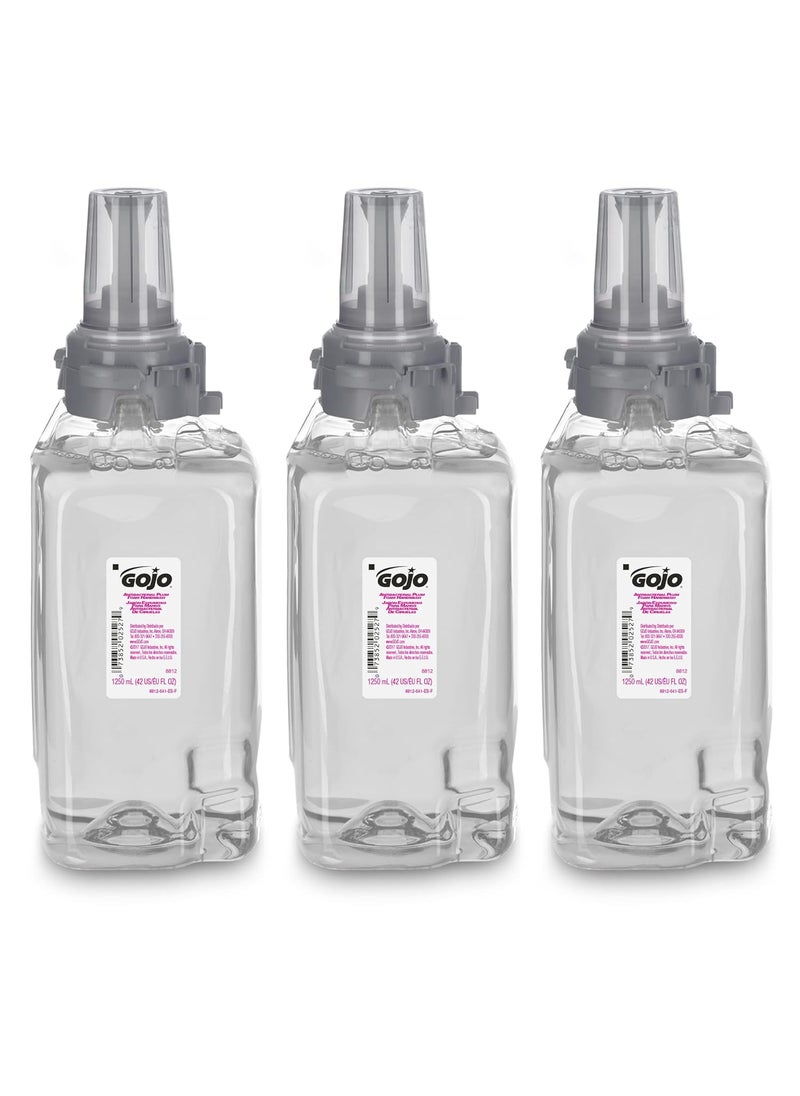 GOJO Antibacterial Foam Handwash, Plum Fragrance, 1250 mL Soap Refill ADX-12 Push-Style Dispenser (Pack of 3) - 8812-03