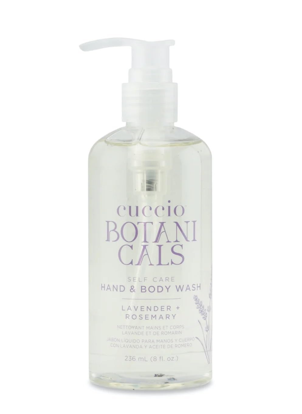 Cuccio Botanicals Hydrating Hand & Body Wash, Lavender & Rosemary, 8 oz – Nourishing and Soothing Cleanser for Soft, Refreshed Skin