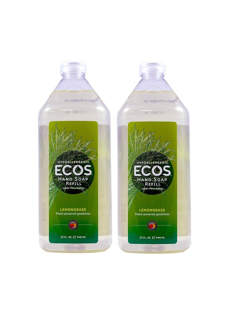 Earth Friendly Products Hand Soap Refill, Lemongrass, 32 Ounce (2-Pack)