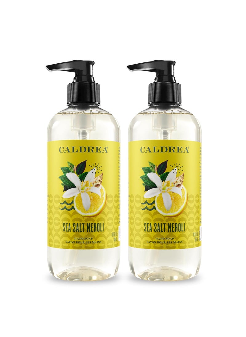 Caldrea Hand Wash Soap, Aloe Vera Gel, Olive Oil and Essential Oils to Cleanse and Condition, Sea Salt Neroli, 10.8 oz, 2 Pack