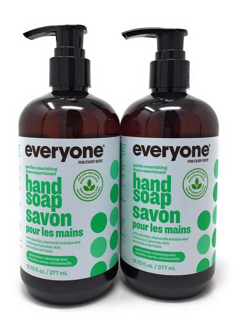 Everyone Spearmint and Lemongrass Hand Soap (Pack of 2) with Vitamin E, Matricaria Flower Extract and Aloe Barbadensis Leaf, 12.75 fl. oz.