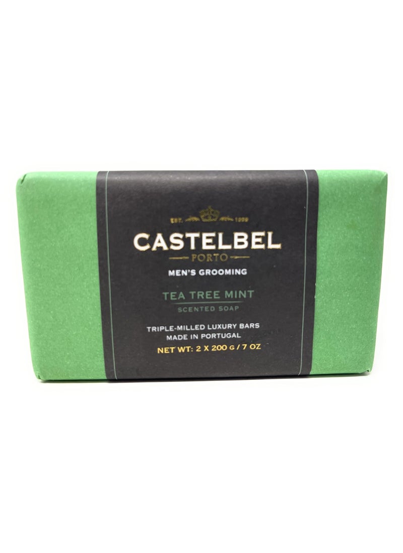 Castelbel Set of Tea Tree Mint Fragranced Luxury Soap, (2) 7-Ounce Bars