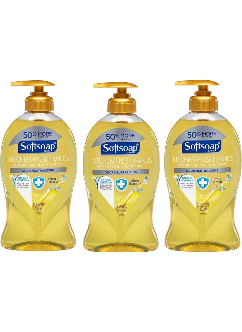 Softsoap Kitchen Fresh Hands Antibacterial Soap Citrus Extracts (3 Pack of ll.25 FL Oz. Size)
