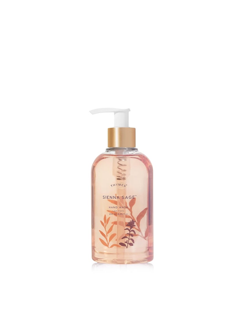 Thymes Moisturizing Hand Wash Soap with Pump - Luxury Hand Soap Gently Cleanses & Moisturizes - Skin Care with Glycerin & Calendula - Comforting, Warm Fragrance (Sienna Sage, 8.25 oz)