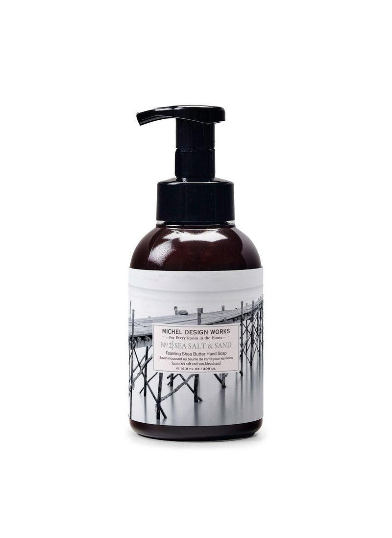 Michel Design Works Foaming Hand Soap 16.9oz, Sea Salt & Sand Scent and Design, Shea Butter and Aloe Vera Blend, Beautiful Container with Pump