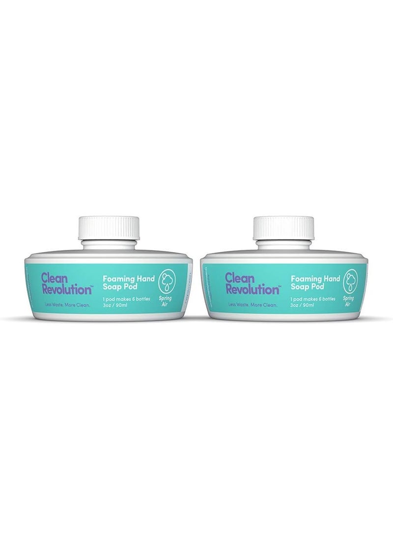 Clean Revolution- Two Foaming Hand Soap Refill Pods, Spring Air Scent, Non-Toxic, Biodegradable, Eco-Friendly Soap, 3 Ounce (Pack of 2)