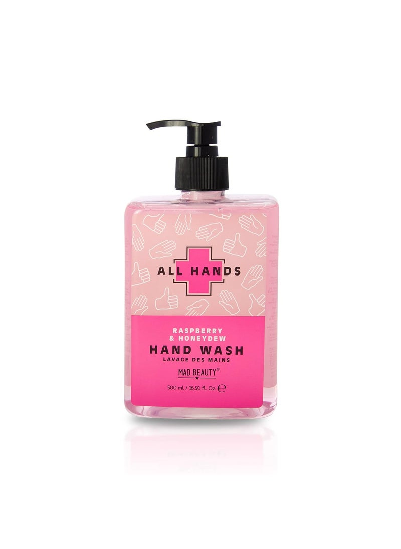 MAD Beauty All Hands Hand Wash (500 ml), Raspberry & Honeydew Hydrating Gel Hand Soap, Uplifting Burst Every Time You Wash, Suitable for All Skin