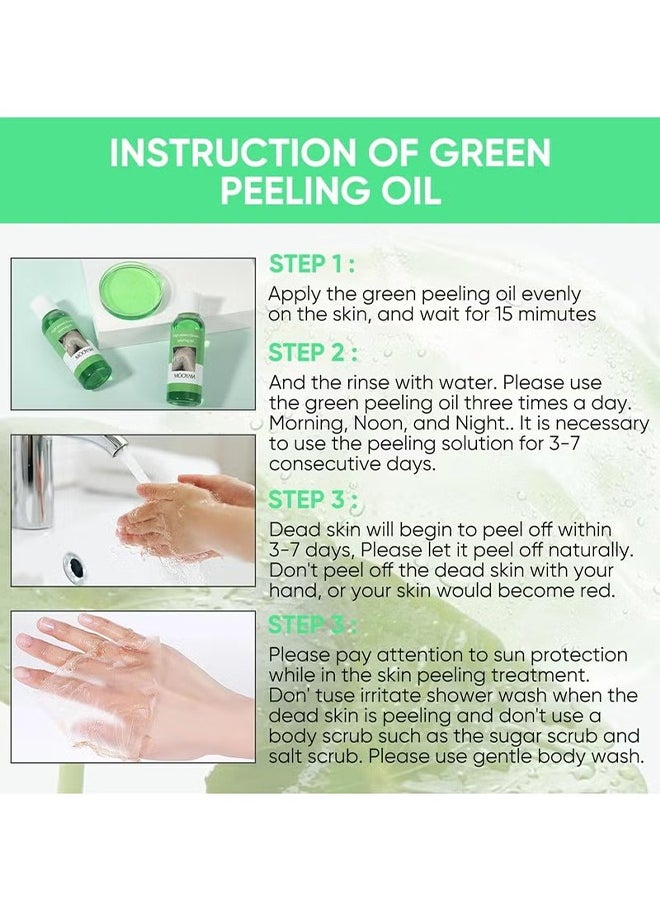 Peeling Oil for Dark Skin, Green Extra Strength Exfoliating Body Peeling Oil, Chemical Peel Solution for Hands and Feet, Effective Exfoliation for Smooth and Radiant Skin