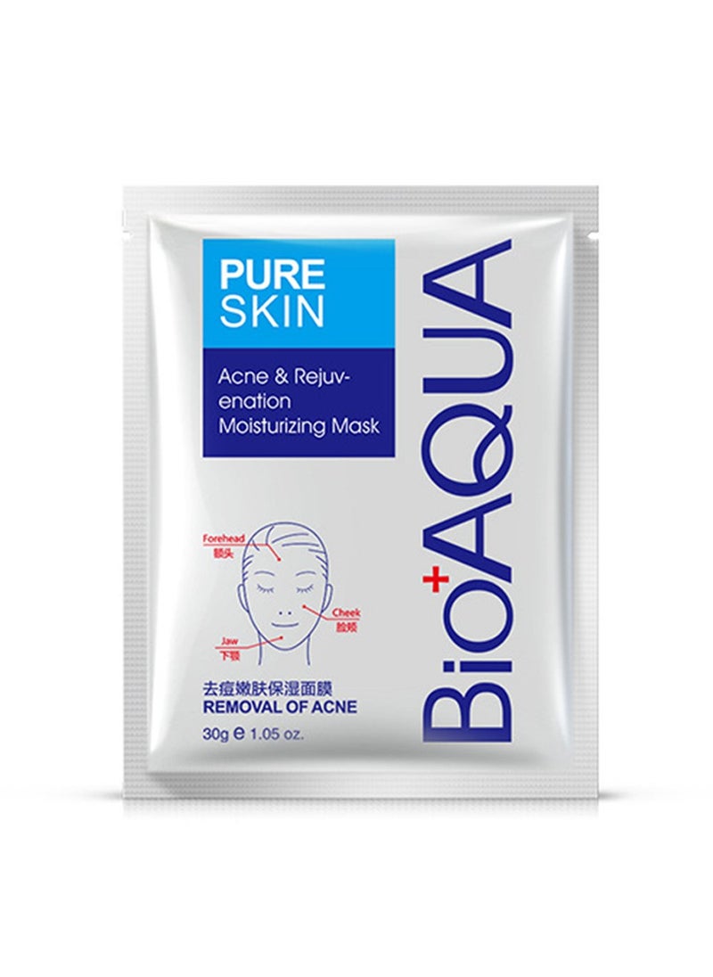 BIOAQUA PURESKIN - Acne & Rejuvenation Mask Sheet Treatment Face Rejuvenation Effective Removal Hamamelis Extract Nourishing Of (PACK OF 4 Mask Sheets = 4 x 30g)