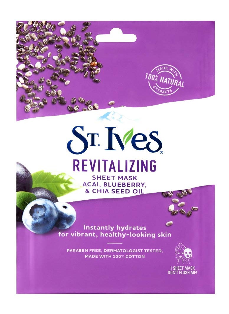 St Ives Revital Acai Skin Care Sheet Mask Count of 6