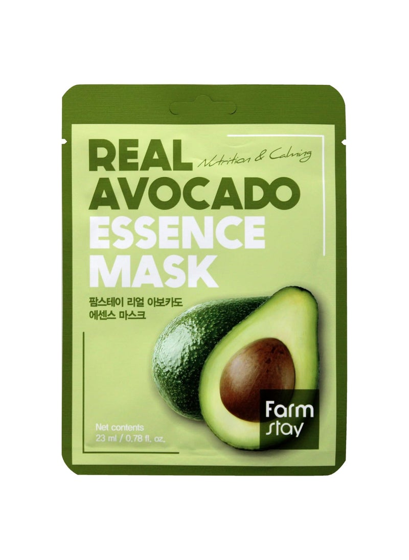 FARMSTAY Real Avocado Essence Mask - Avocado Extract Face Mask - Skin Care with Moisturizing Formula - Reinforces Skin Barrier - 0.78 oz