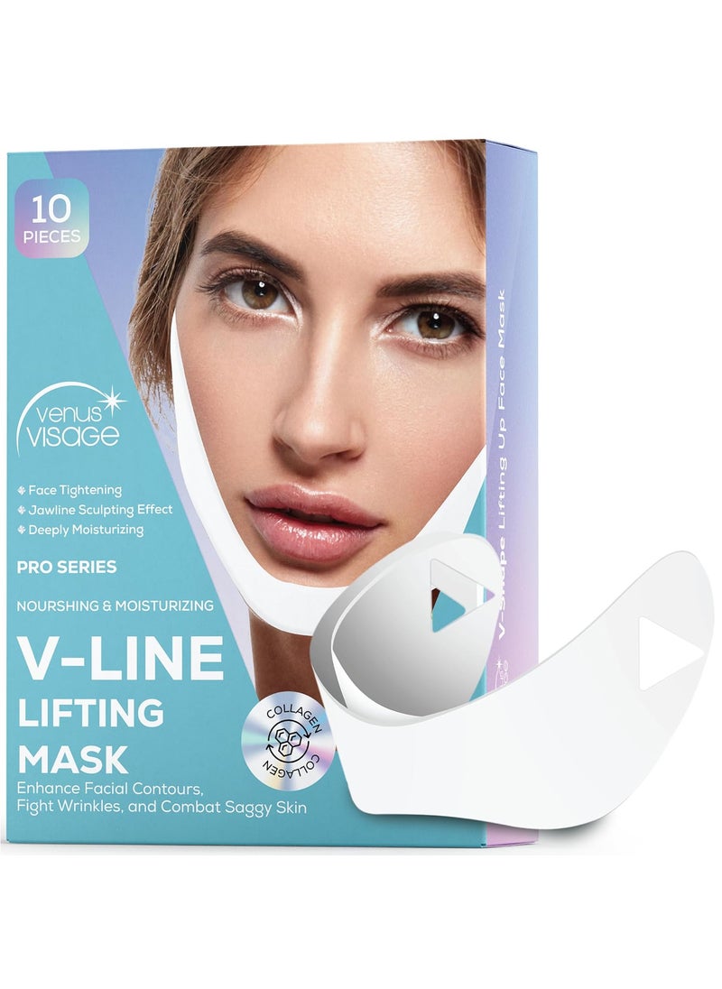 VENUS VISAGE V Line Lifting Mask - Invisible Face Strap - Chin Strap for Double Chin for Women and Men - Firming Double Chin Strap for Defined Jawline (10 Count, 1 Pack)