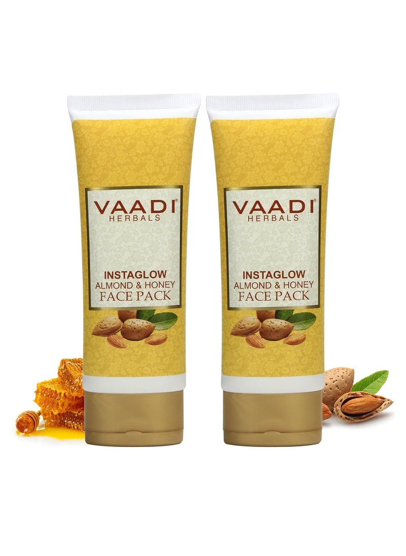 Instaglow Almond and Honey Face Pack - Herbal Face Pack - ALL Natural - Paraben Free - Sulfate Free - Suitable for Both Men and Women - Good for All Skin Types (Oily, Glowing, Dry, Normal, Combination, Sensitive) - Value Pack of 2 X 120gms (8.5 Ounces) - Vaadi Herbals