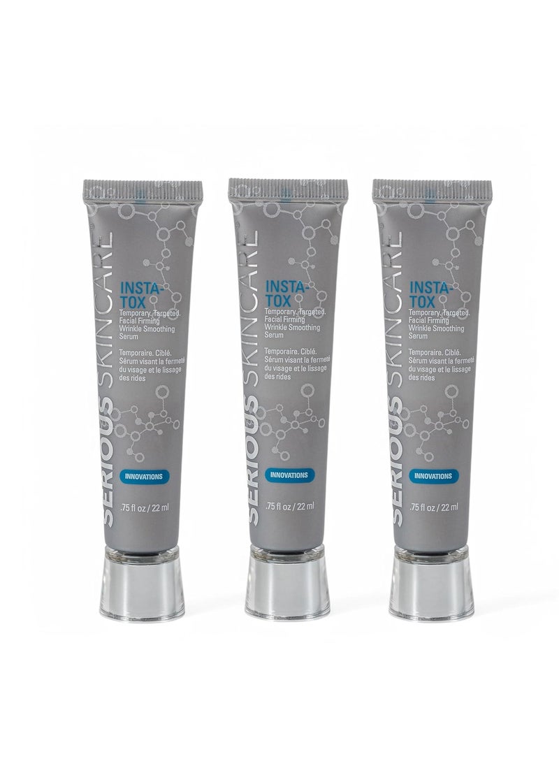 Serious Skincare INSTA-TOX Instant Wrinkle Smoothing Skin Serum TRIO - Temporarily Tightens Face - Instantly Reduce Appearance of Lines, Wrinkles & Large Pores - For Women & Men - .75 Fl. Oz. (3Pack)